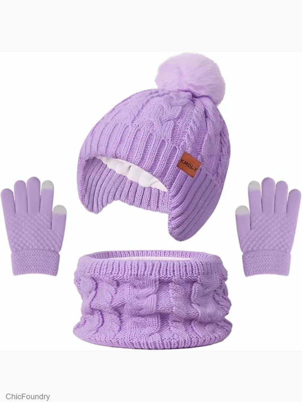 Kids Snow Set: Fleece Lined Beanie, Neck Gaiter & Touchscreen Gloves